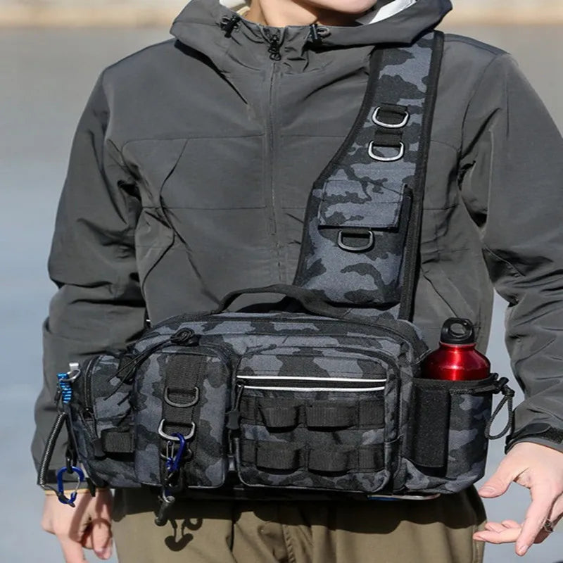 Fishing Tackle Backpack with Rod Holder
