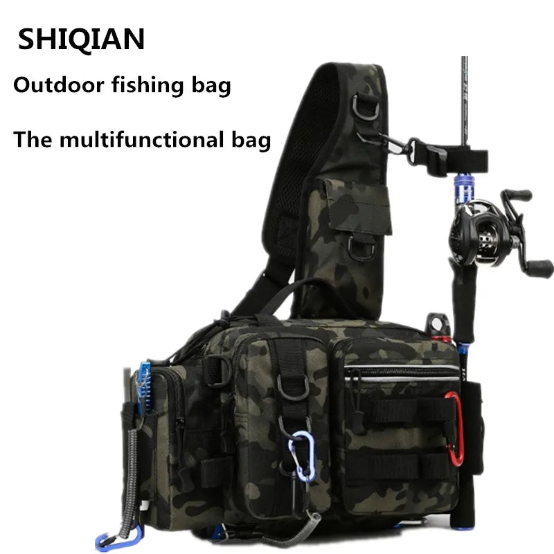 Fishing Tackle Backpack with Rod Holder